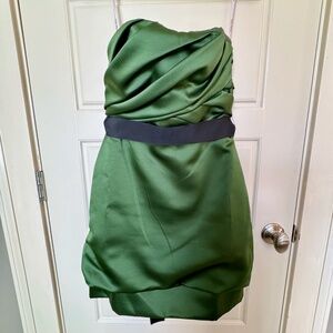 Vera Wang - Vintage Strapless Green Satin Dress